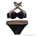 Yusongirl Women's Contrast Color Two-Piece Bikini Set Halterneck Style Push up Padded Swimsuit Swimwear Grey B07C1QKYQ8